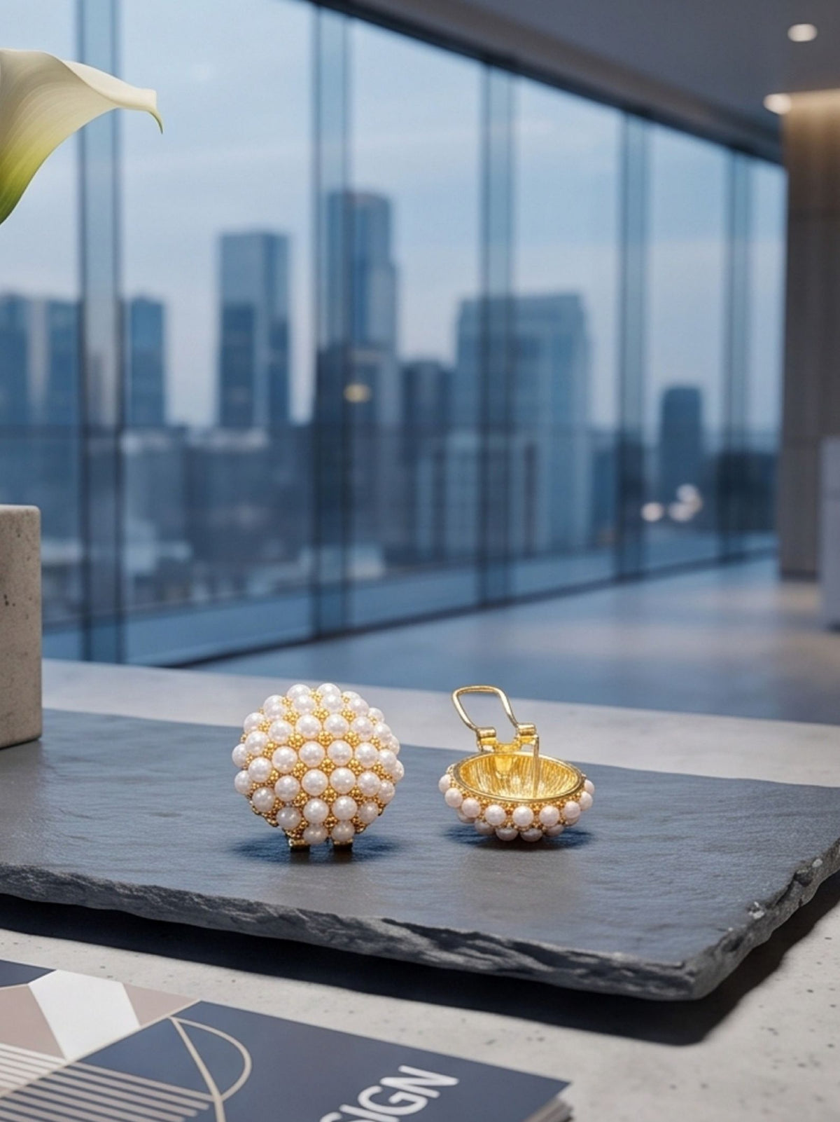 Pearl Cluster Clip-on Earrings