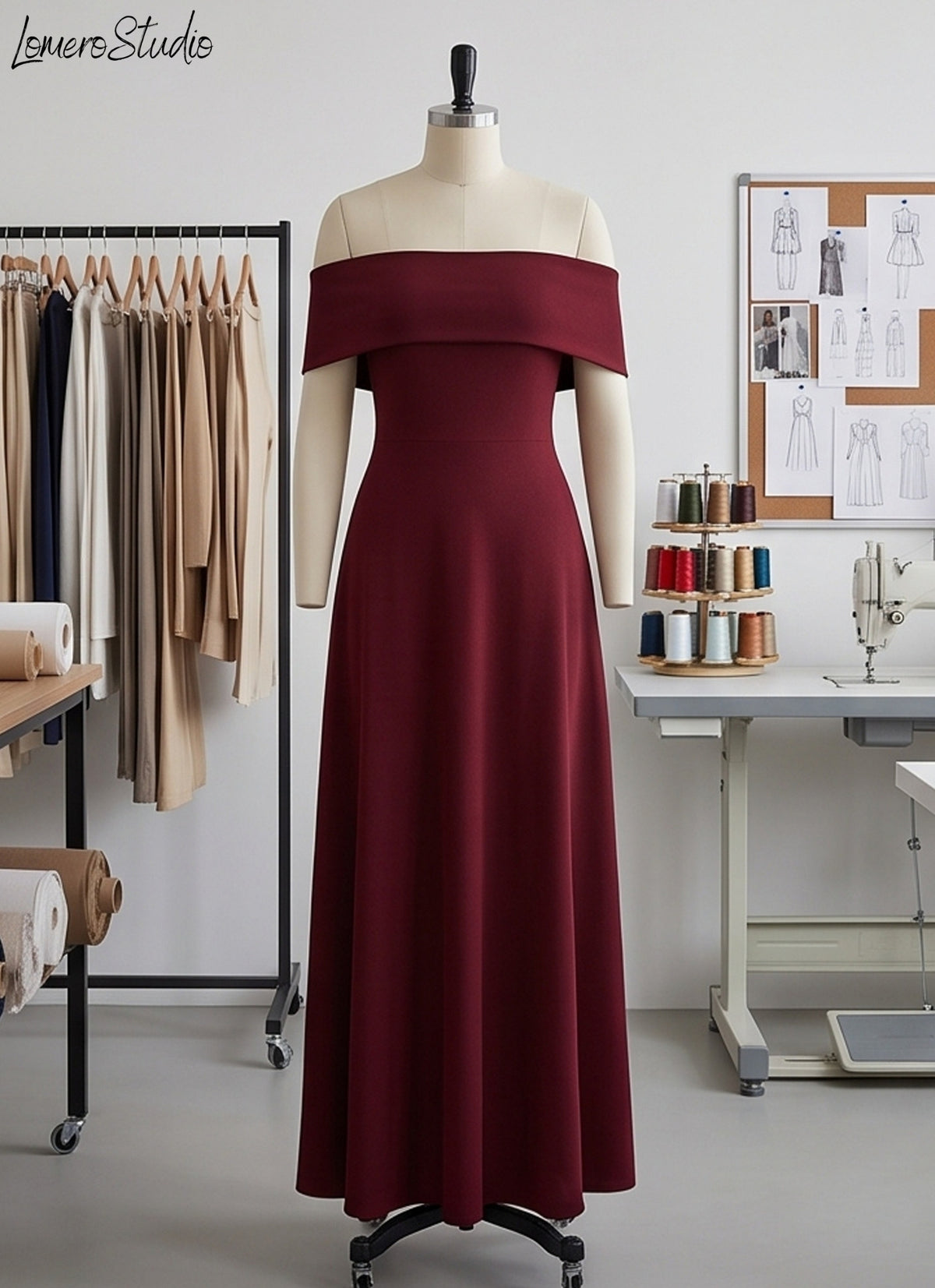 Solid Color Off Shoulder Evening Dress, Backless Maxi Gown for Special Occasions