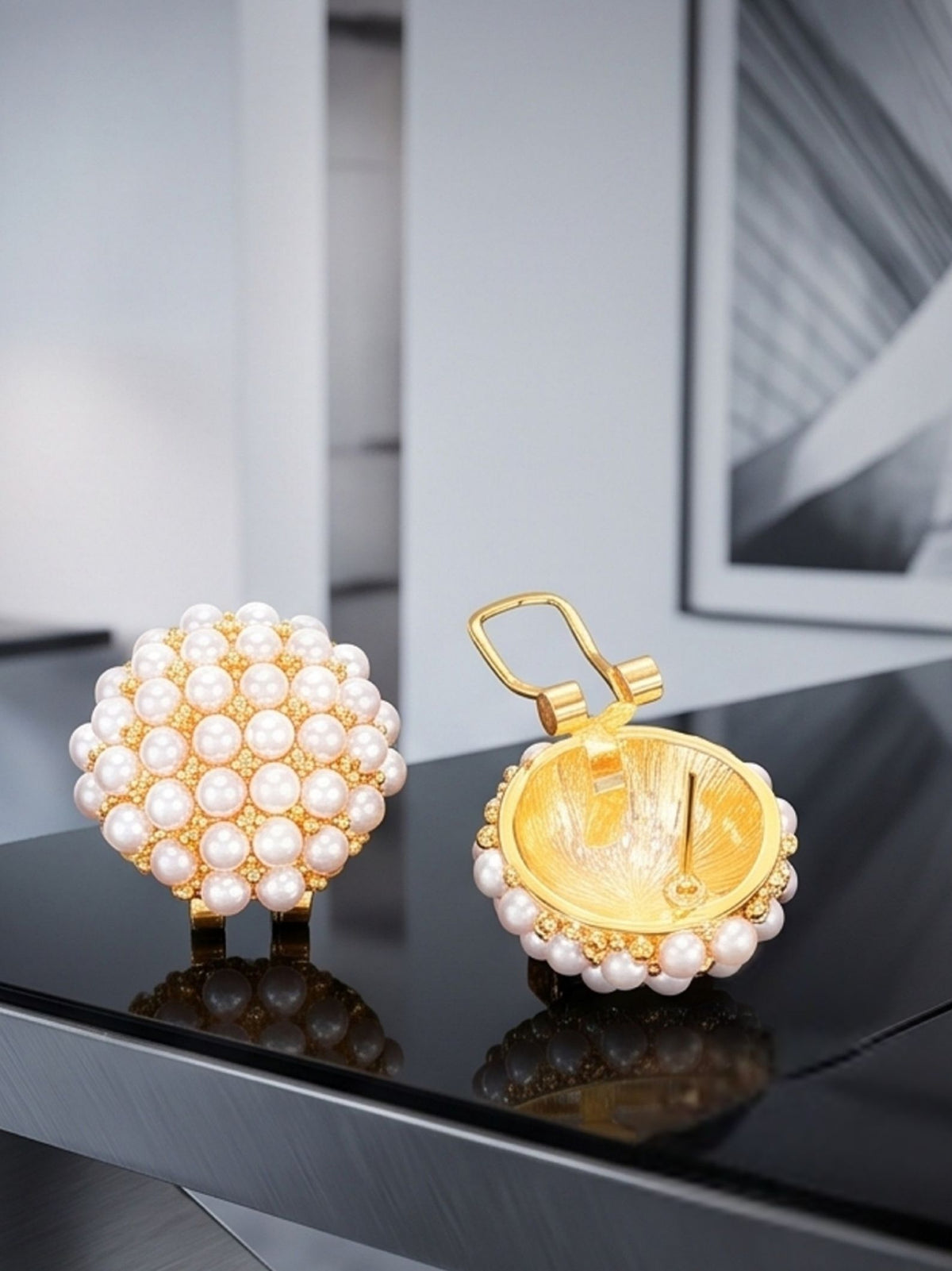Pearl Cluster Clip-on Earrings