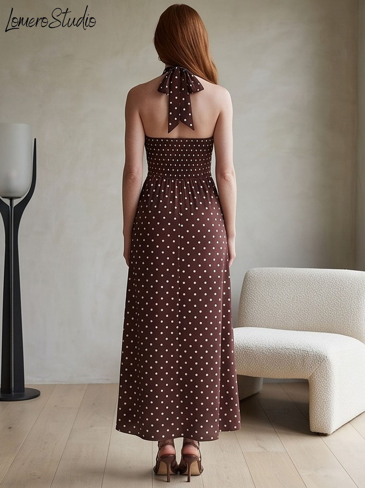Sexy Polka Dot Vacation Dress for Women, Trendy Sleeveless Retro A-Line Maxi Dress,