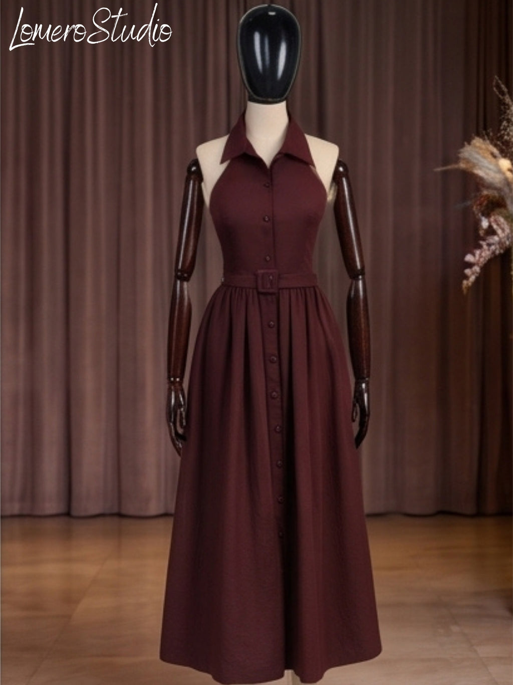 Trendy Sleeveless A-Line Dress for Women | Stylish Collared Belted Midi Dress, Casual Outfit