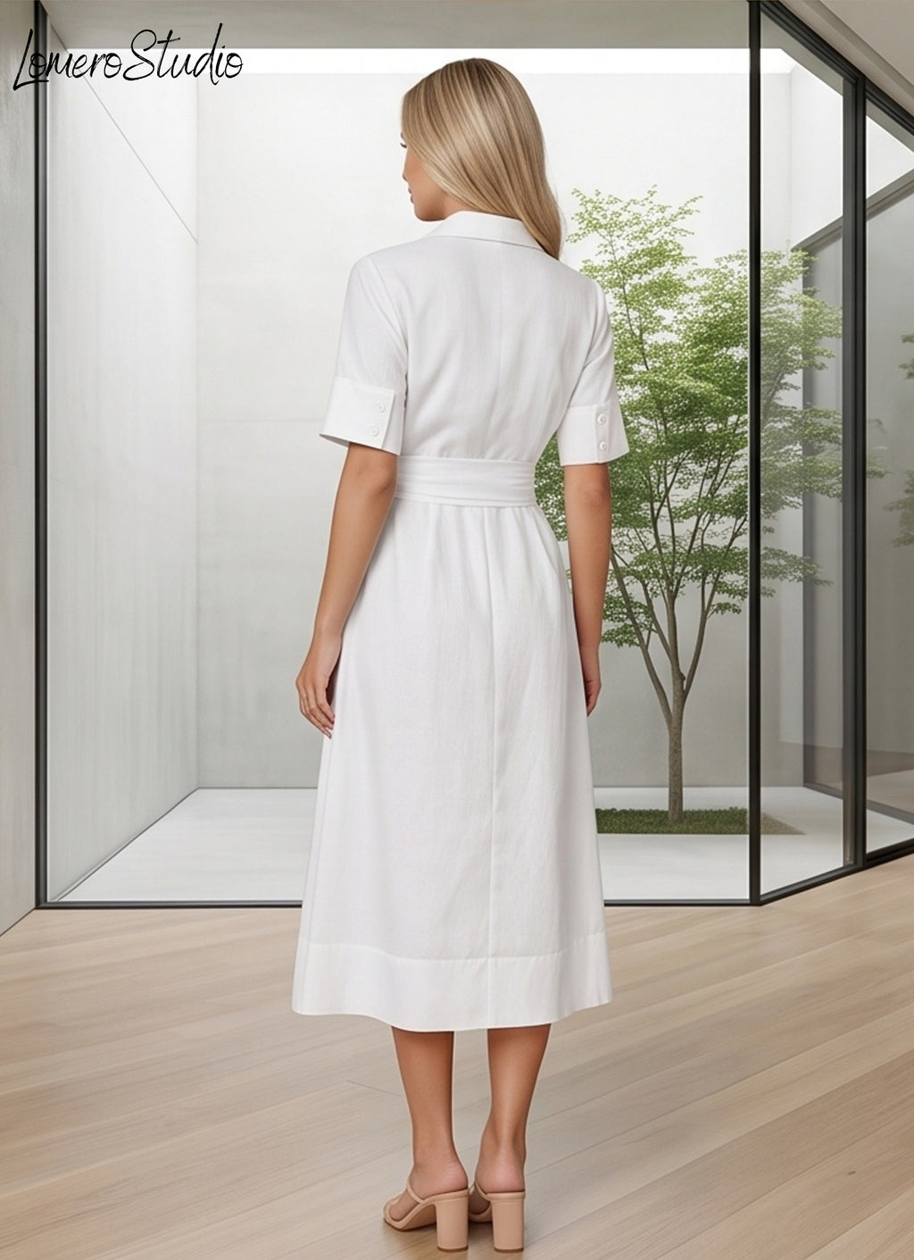 Chic Relaxed Midi Dress with Pockets - Solid Color Summer Outfit for Women