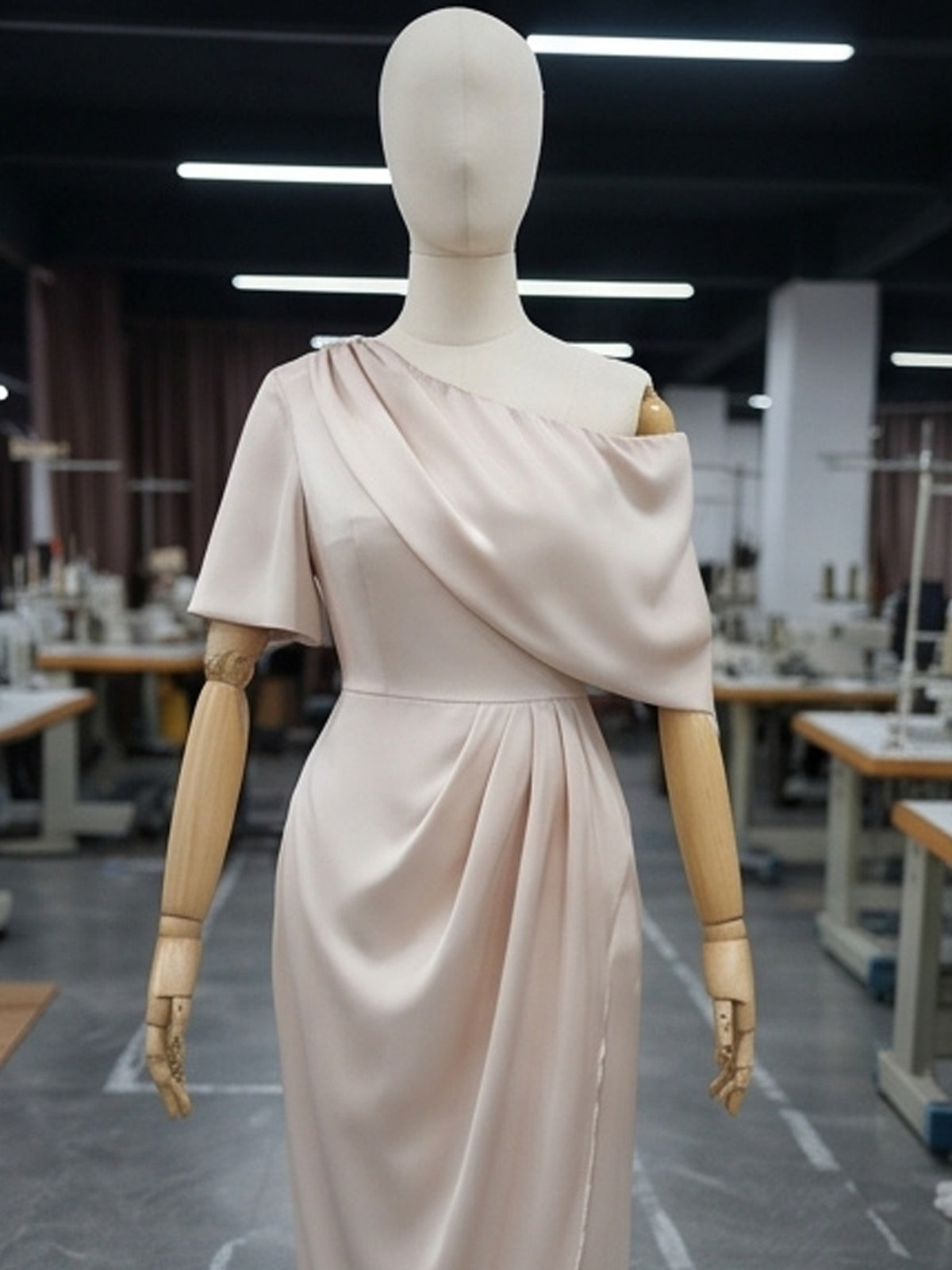 Elegant One Shoulder Cross Ruched Dress for Women, Special Occasion Evening Party Gown