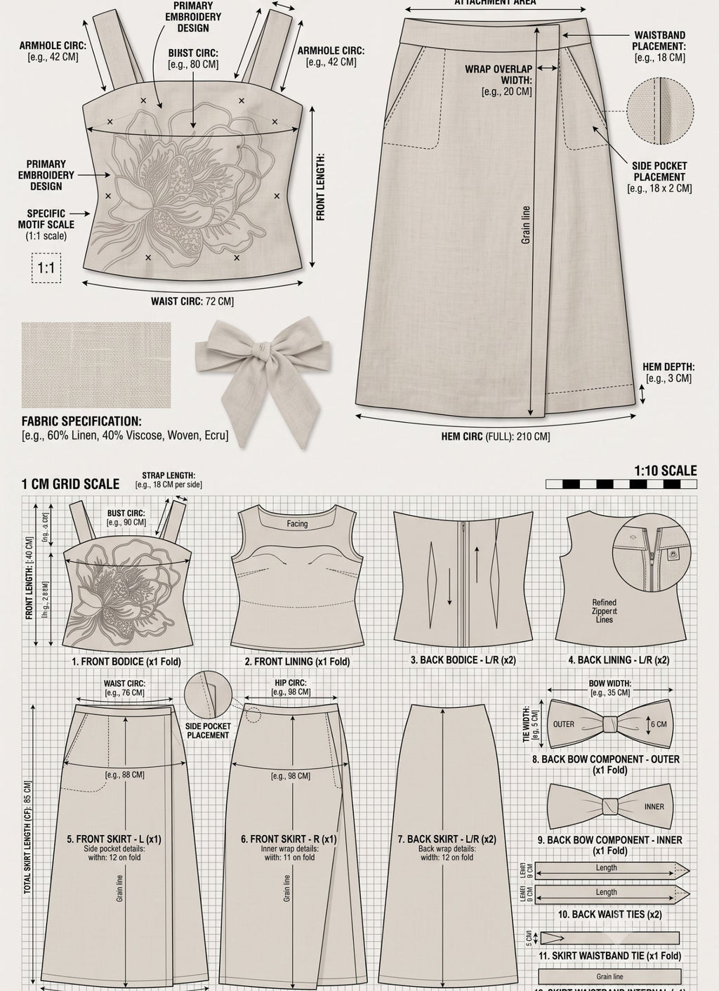 Strapless Linen Dress with Floral Lining, Breathable Midi for Summer Brunch