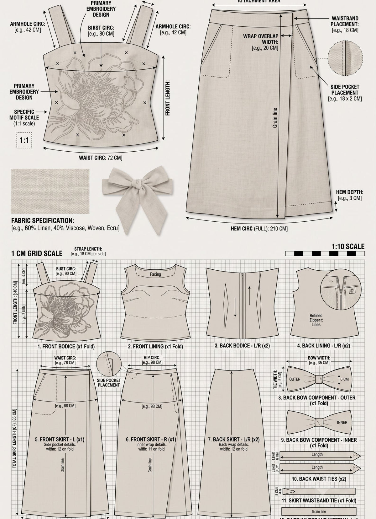 Strapless Linen Dress with Floral Lining, Breathable Midi for Summer Brunch