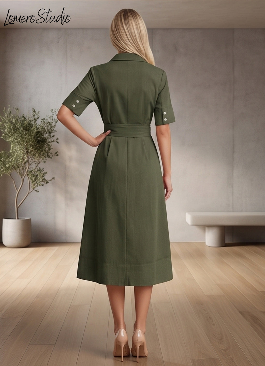 Chic Relaxed Midi Dress with Pockets - Solid Color Summer Outfit for Women
