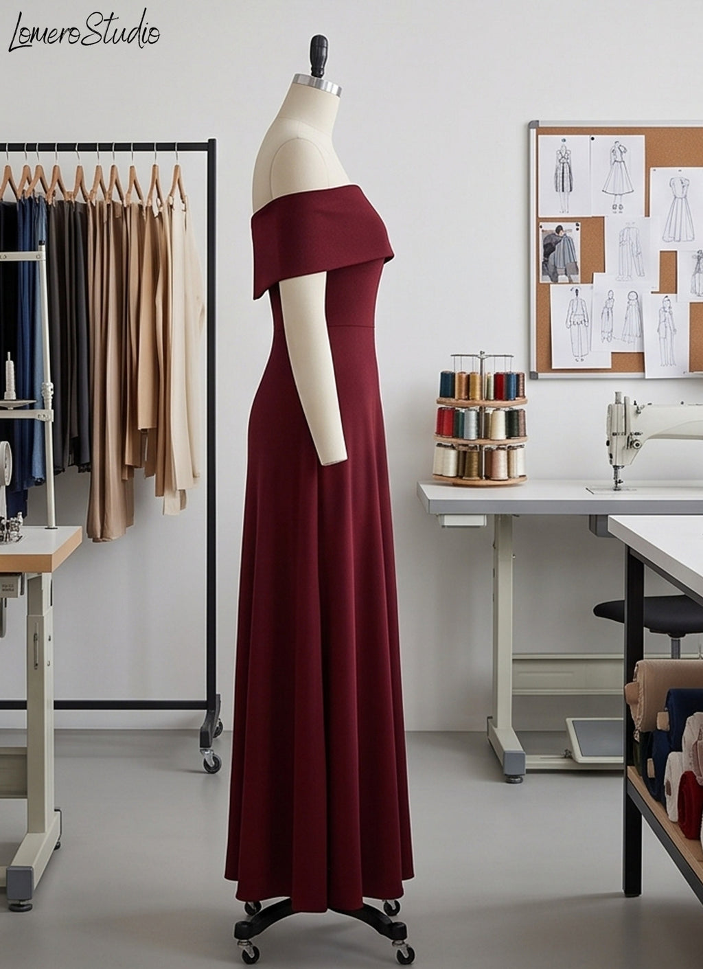 Solid Color Off Shoulder Evening Dress, Backless Maxi Gown for Special Occasions