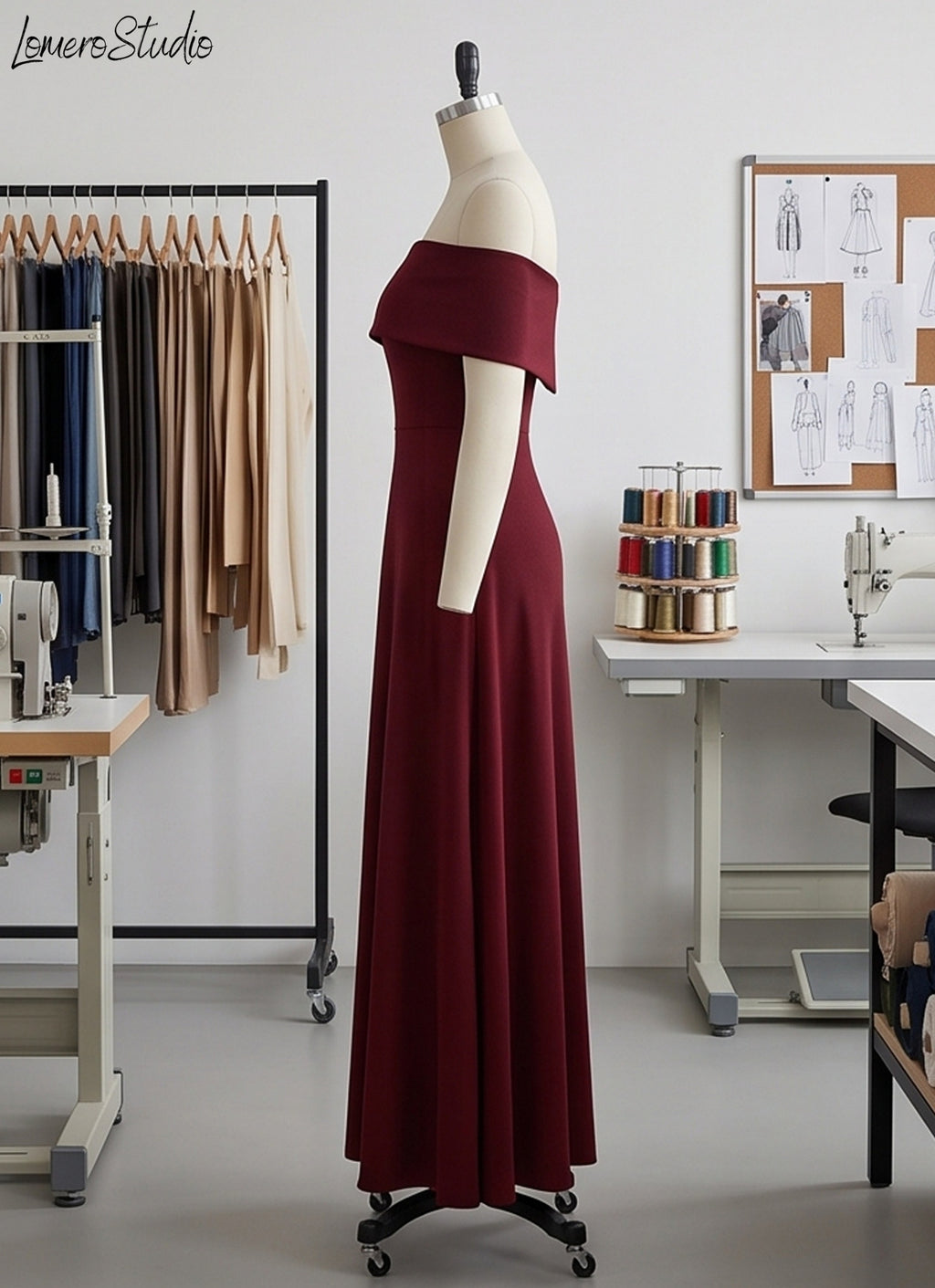 Solid Color Off Shoulder Evening Dress, Backless Maxi Gown for Special Occasions