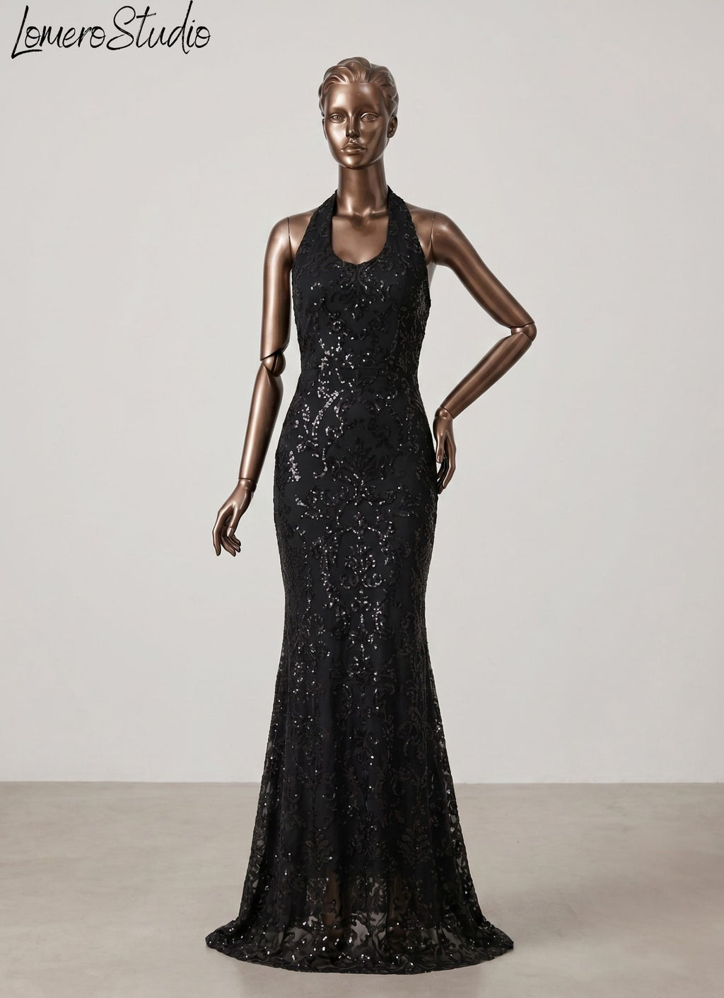 Unique Halter Sequin Dress, Backless Maxi Dress, Elegant Formal Dress for Special Occasions