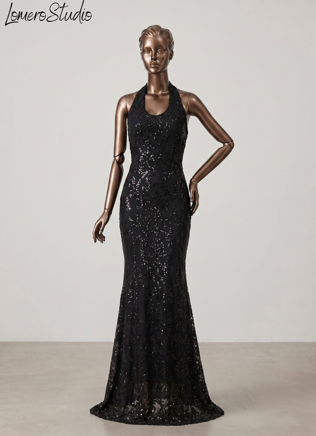 Unique Halter Sequin Dress, Backless Maxi Dress, Elegant Formal Dress for Special Occasions