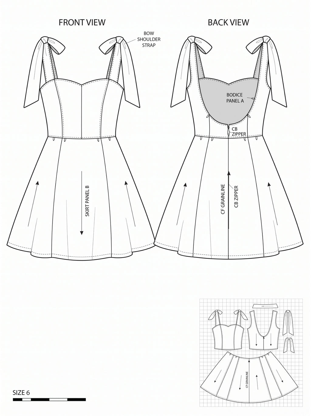 Unique Square Neck Mini Dress for Women - Trendy Tie Shoulder & Hidden Zipper