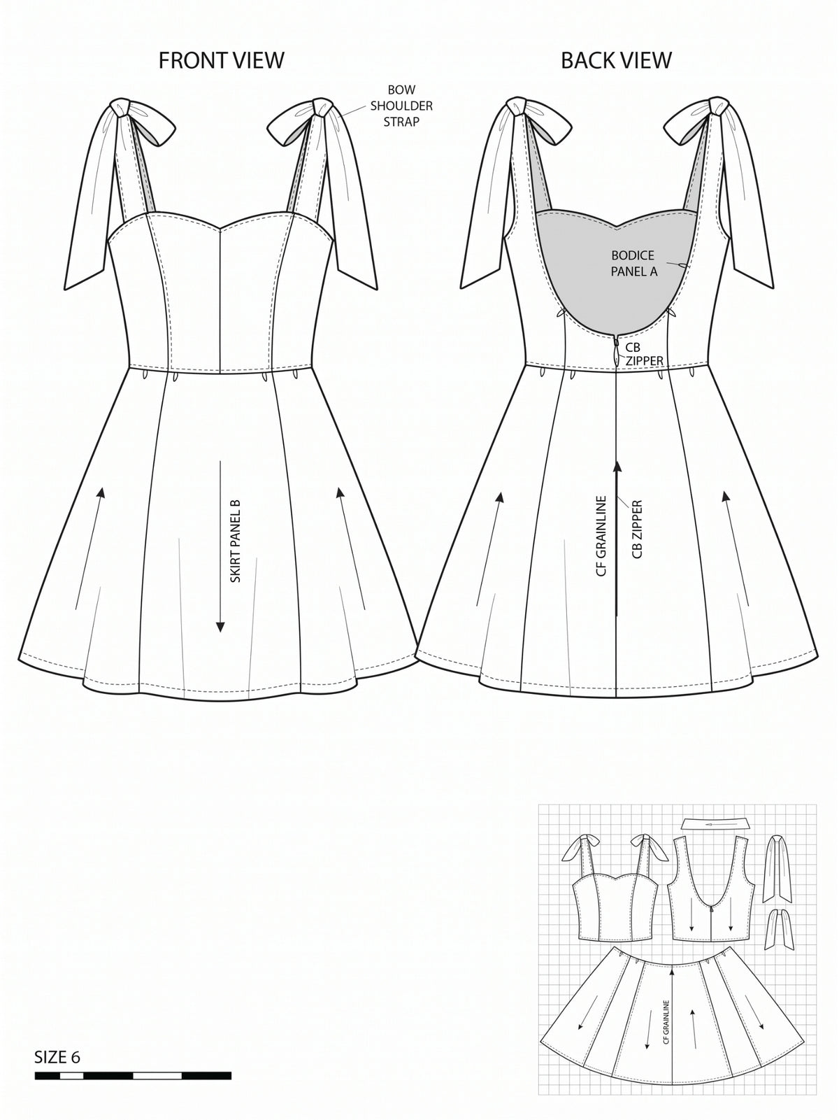Unique Square Neck Mini Dress for Women - Trendy Tie Shoulder & Hidden Zipper