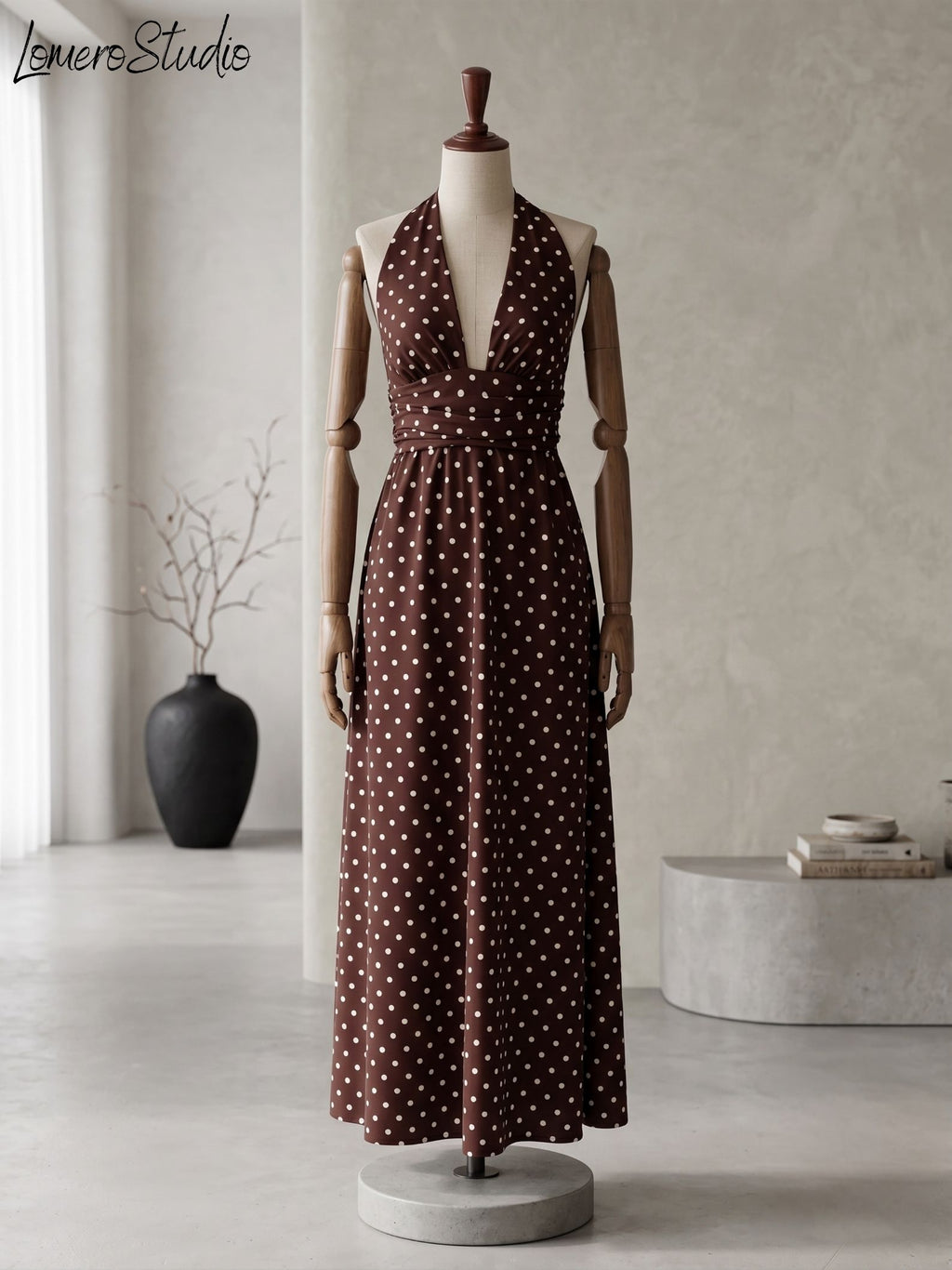 Sexy Polka Dot Vacation Dress for Women, Trendy Sleeveless Retro A-Line Maxi Dress,