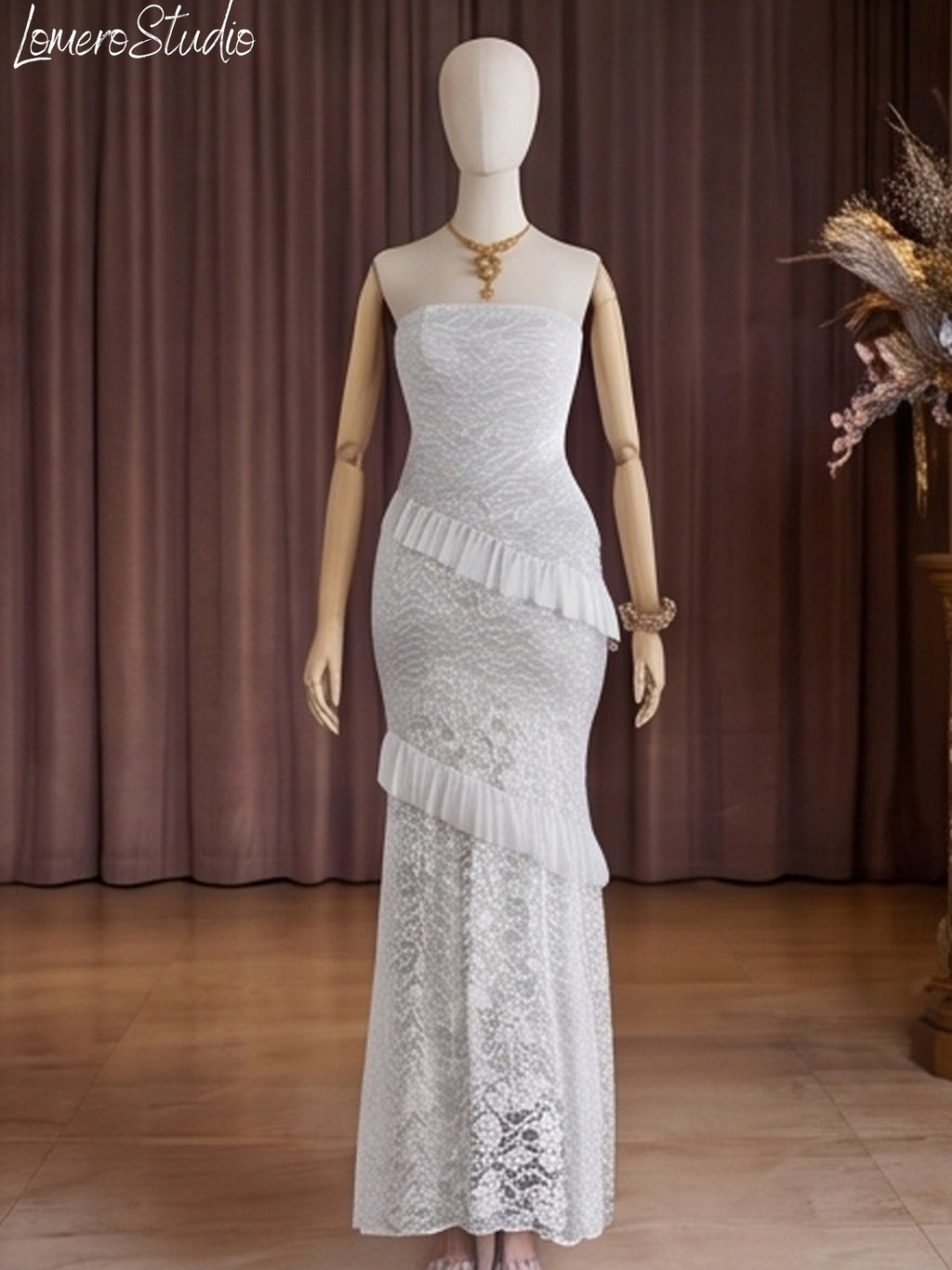 Off Shoulder Lace Maxi Dress, Elegant Bodycon Long Dress for Women, Formal Evening & Wedding Guest Party Gown