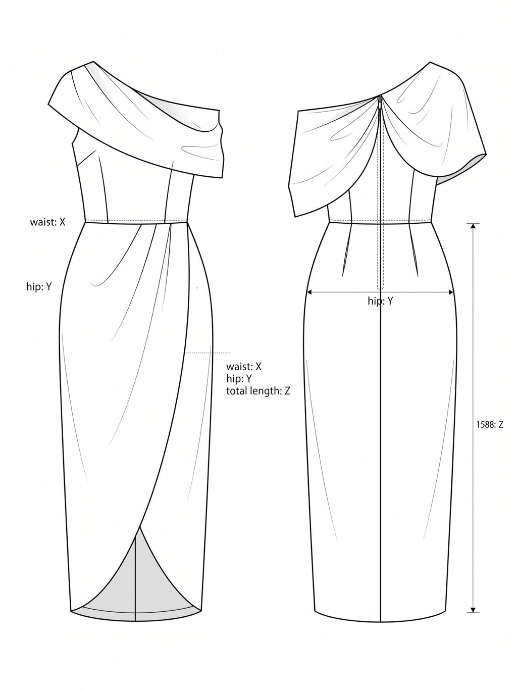 Elegant One Shoulder Cross Ruched Dress for Women, Special Occasion Evening Party Gown