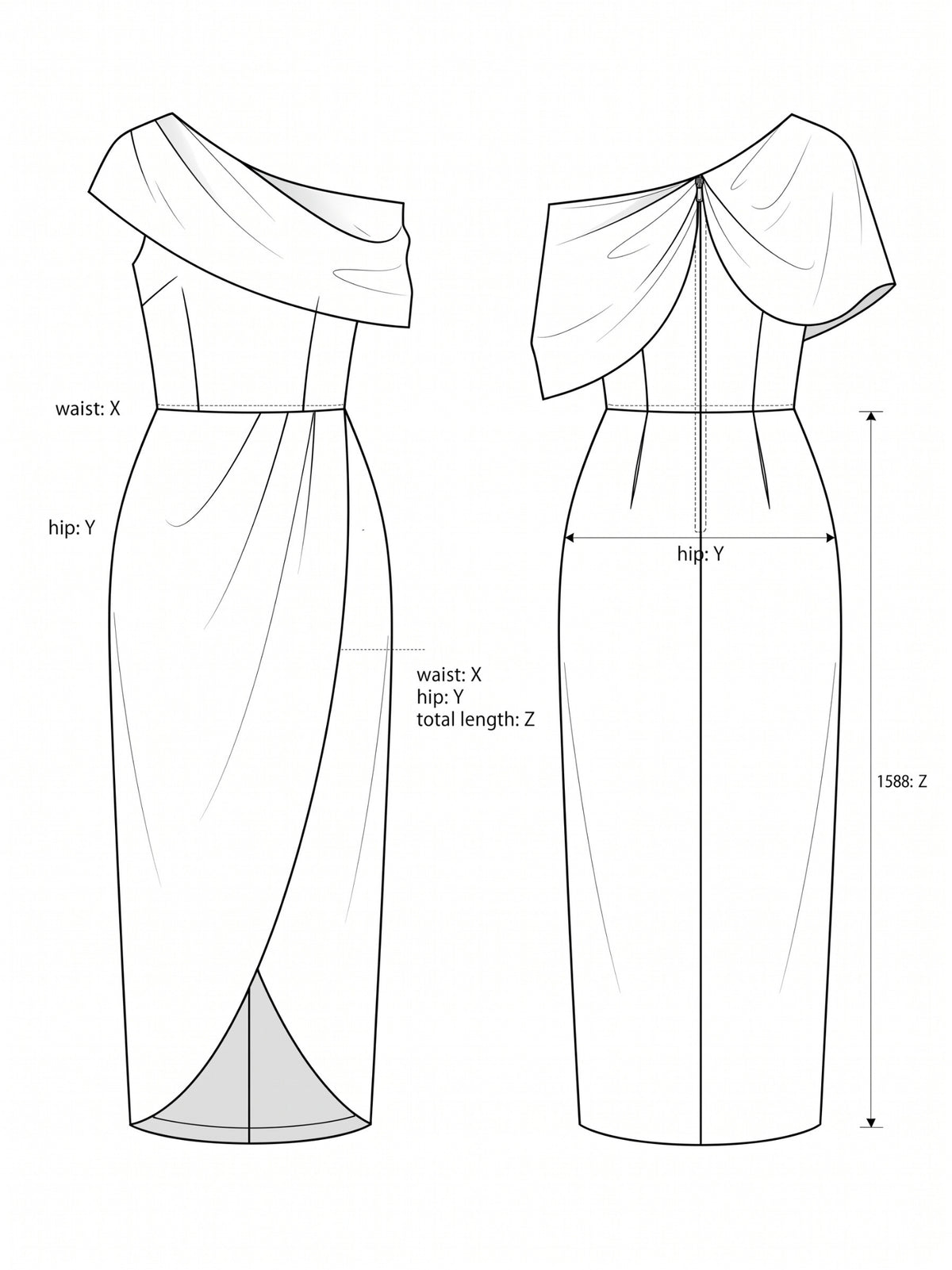Elegant One Shoulder Cross Ruched Dress for Women, Special Occasion Evening Party Gown
