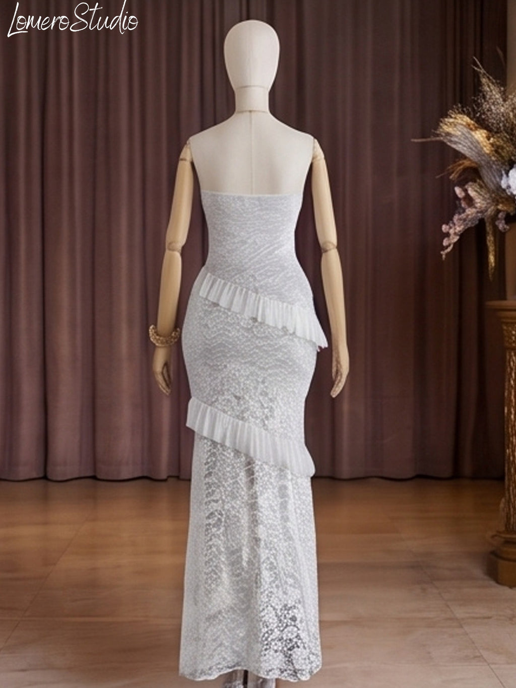 Off Shoulder Lace Maxi Dress, Elegant Bodycon Long Dress for Women, Formal Evening & Wedding Guest Party Gown