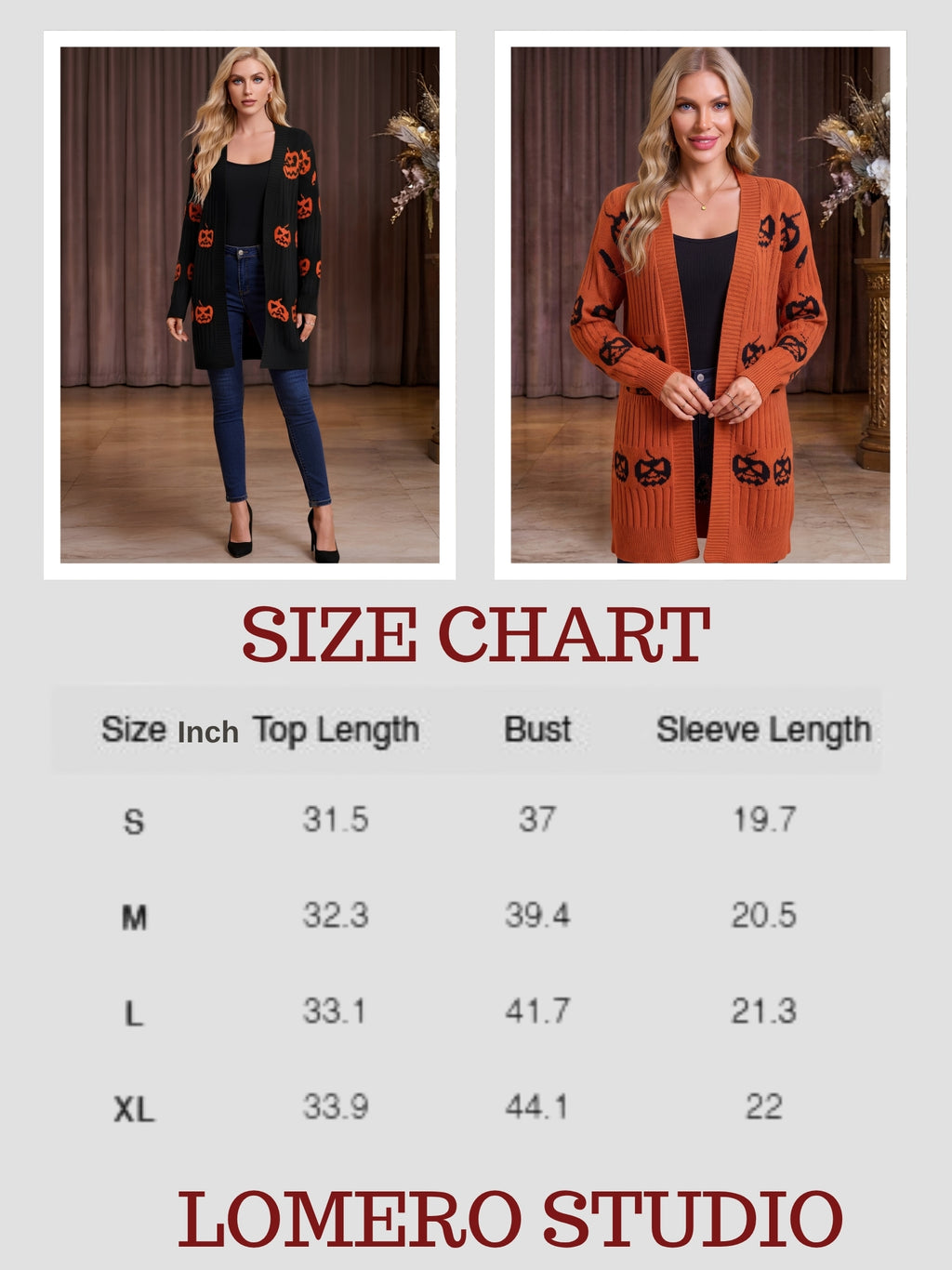 Halloween Pumpkin Cardigan, Open Front Sweater, Knit Cardigan for Women