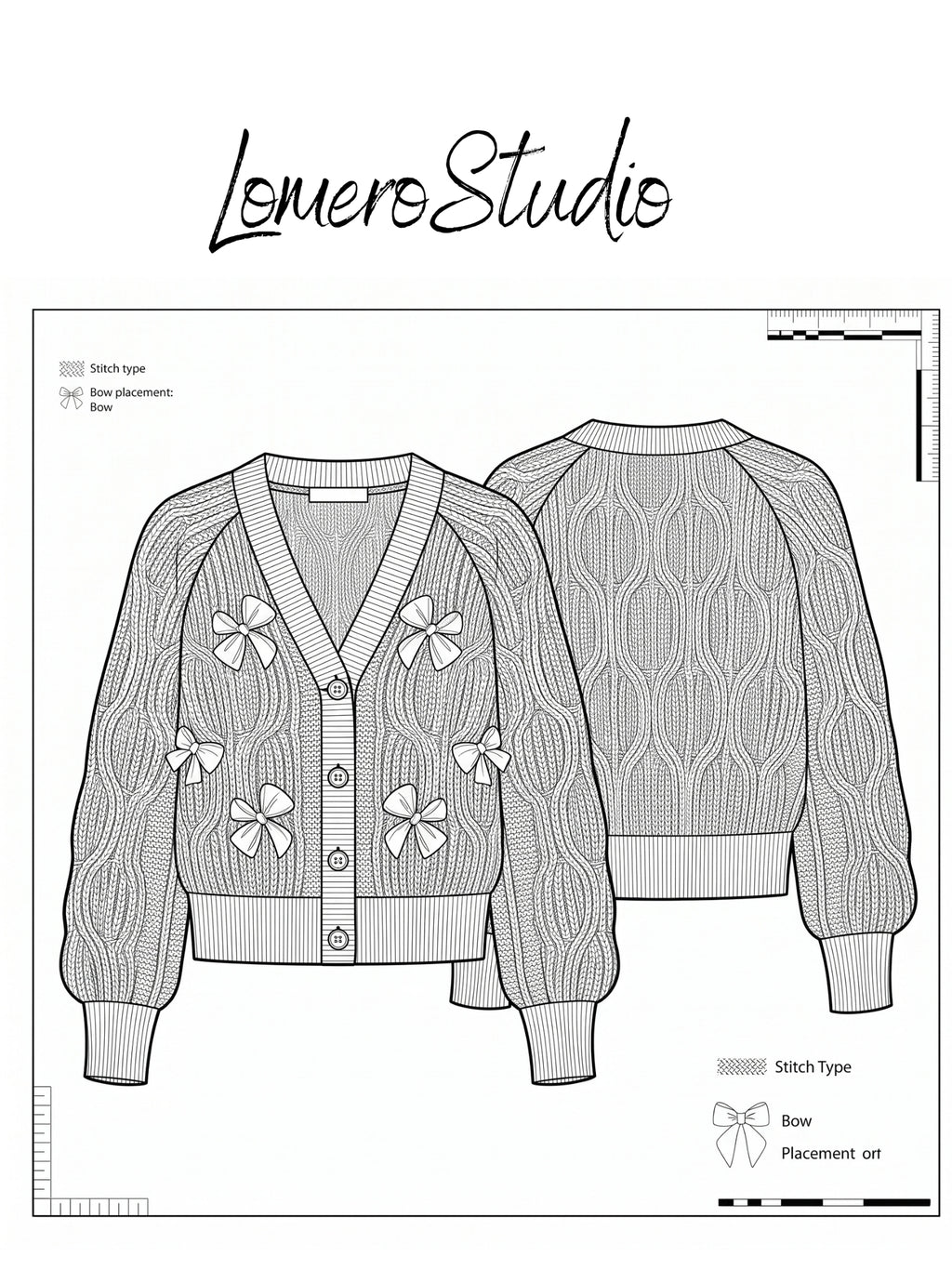 Trendy Bow Cardigan for Women | Cable Knit V-Neck Sweater | Cute Buttoned Outfit