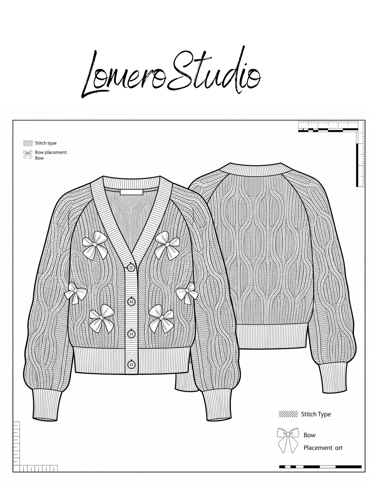 Trendy Bow Cardigan for Women | Cable Knit V-Neck Sweater | Cute Buttoned Outfit