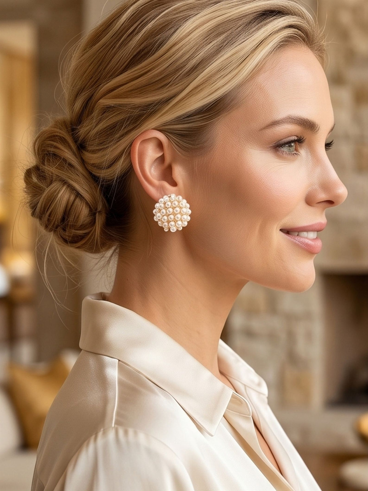 Pearl Cluster Clip-on Earrings