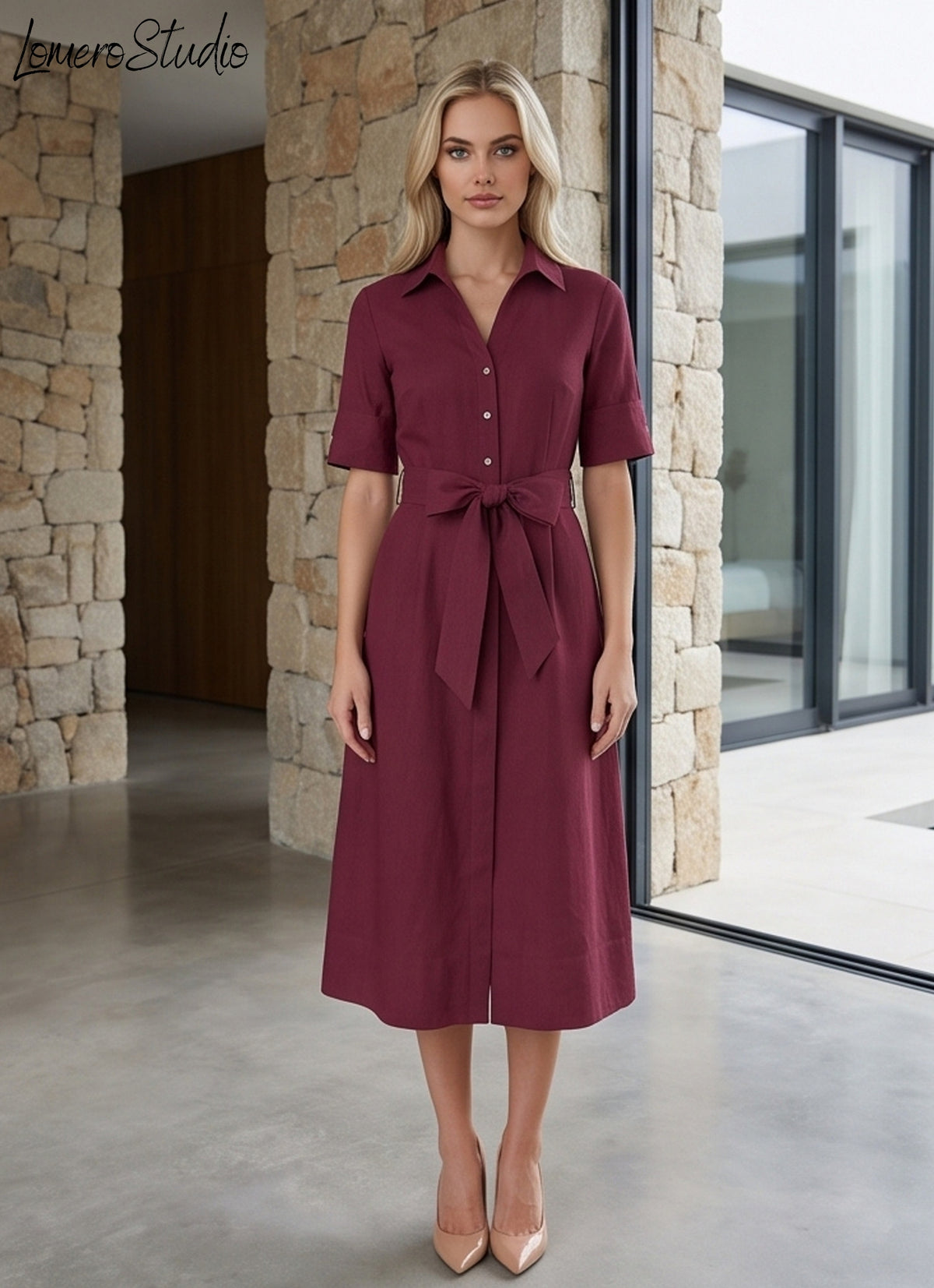 Chic Relaxed Midi Dress with Pockets - Solid Color Summer Outfit for Women