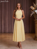 Stylish Dropped Hem Dress, Trendy Halter Dress for Women, Summer Midi Dress