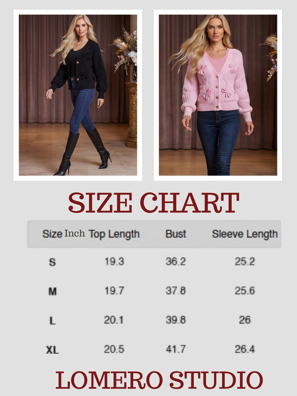 Trendy Bow Cardigan for Women | Cable Knit V-Neck Sweater | Cute Buttoned Outfit