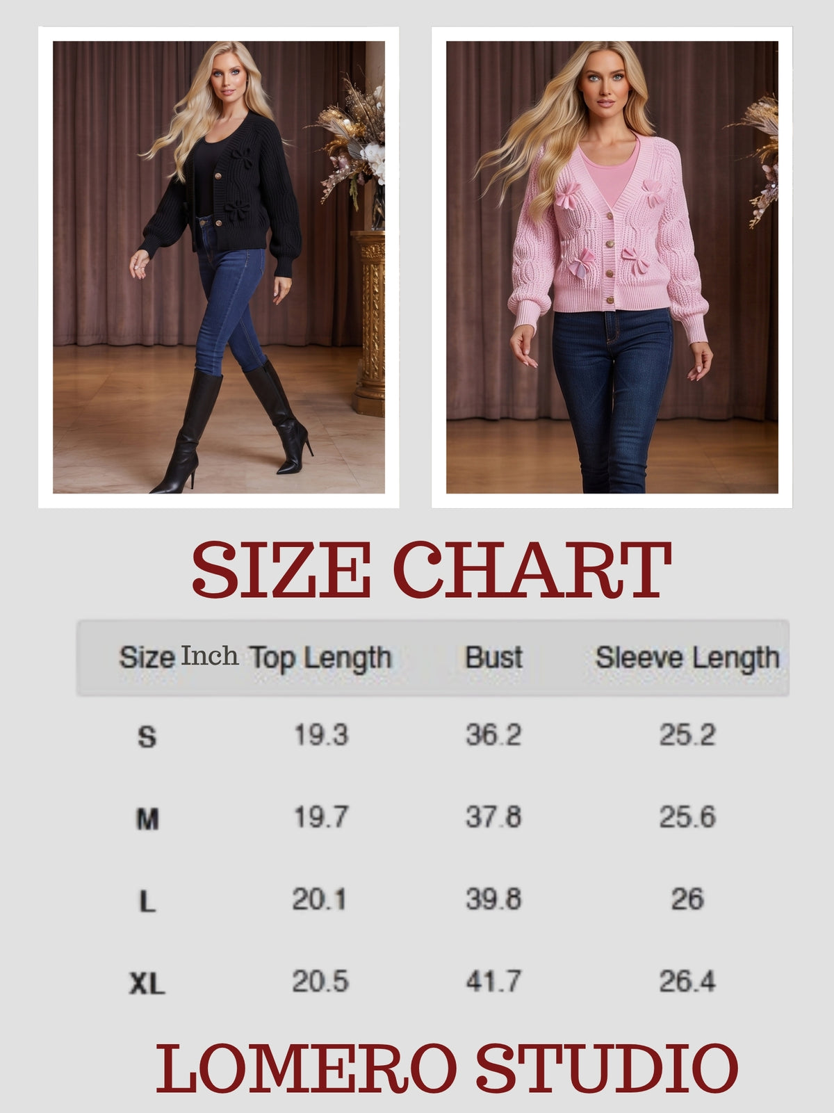 Trendy Bow Cardigan for Women | Cable Knit V-Neck Sweater | Cute Buttoned Outfit