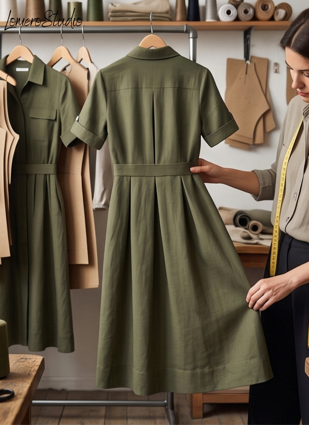 Chic Relaxed Midi Dress with Pockets - Solid Color Summer Outfit for Women