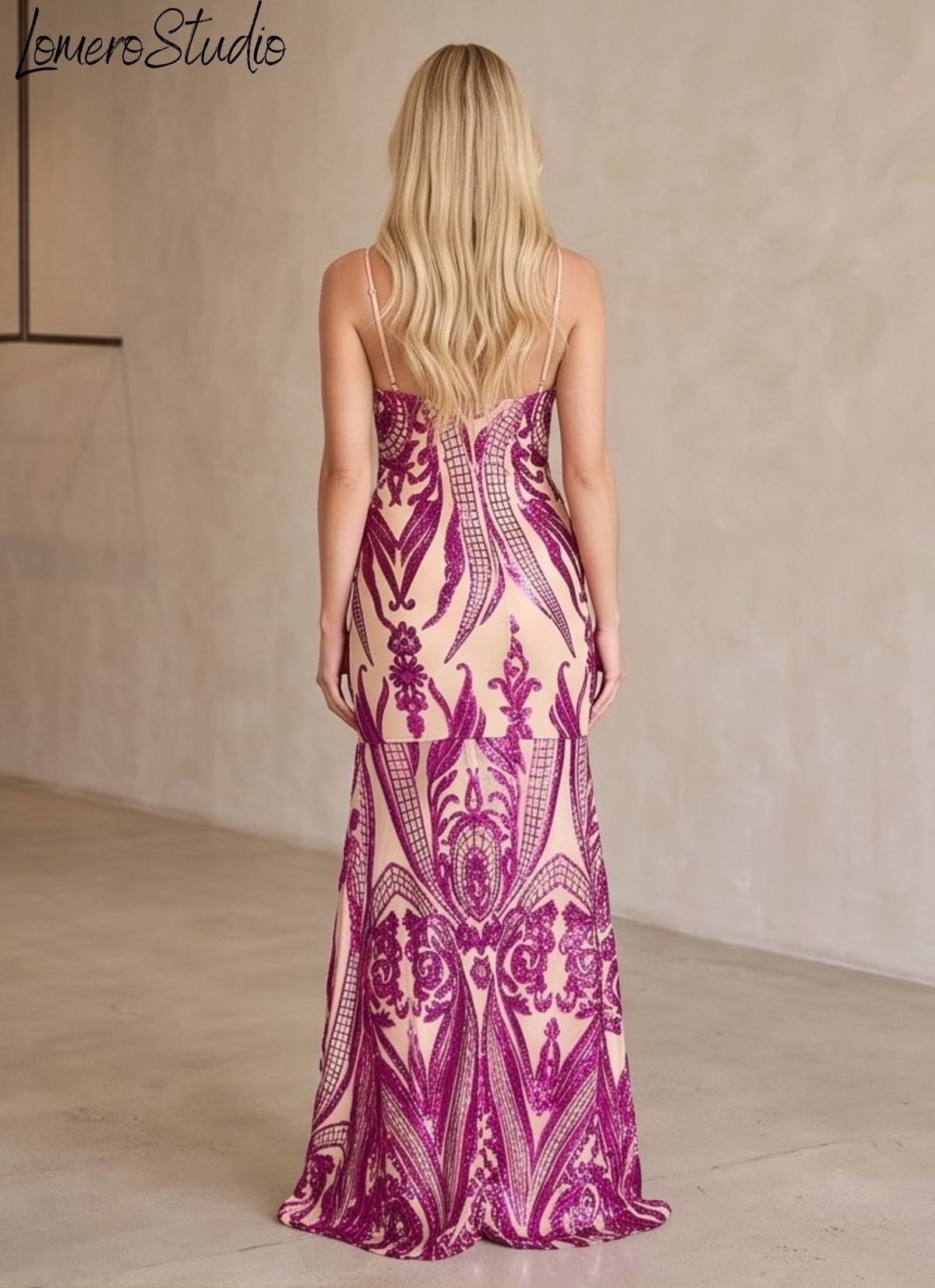 Chic Sequin Maxi Dress, Elegant Art Deco Style, Spaghetti Strap Evening Gown