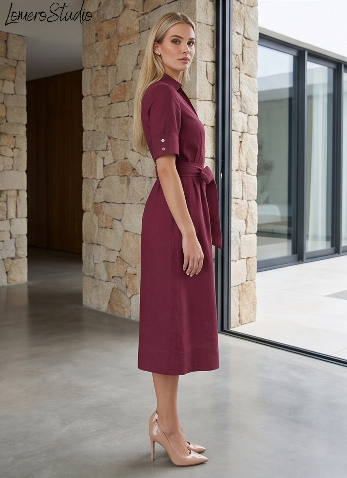 Chic Relaxed Midi Dress with Pockets - Solid Color Summer Outfit for Women