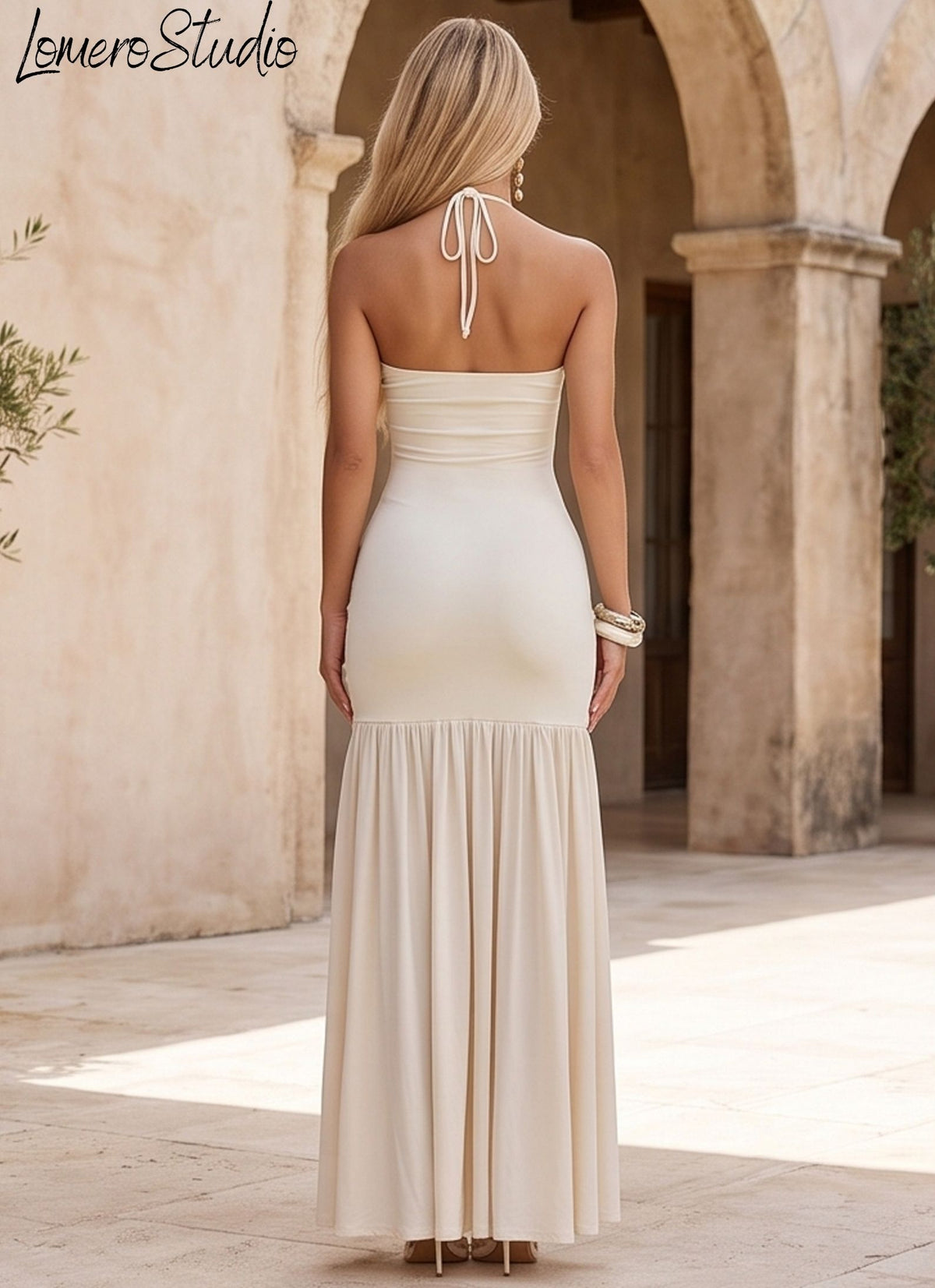 Sexy Bodycon Maxi Dress for Women, Unique Halter Cutout Dress, Party Mesh Dress with Splicing