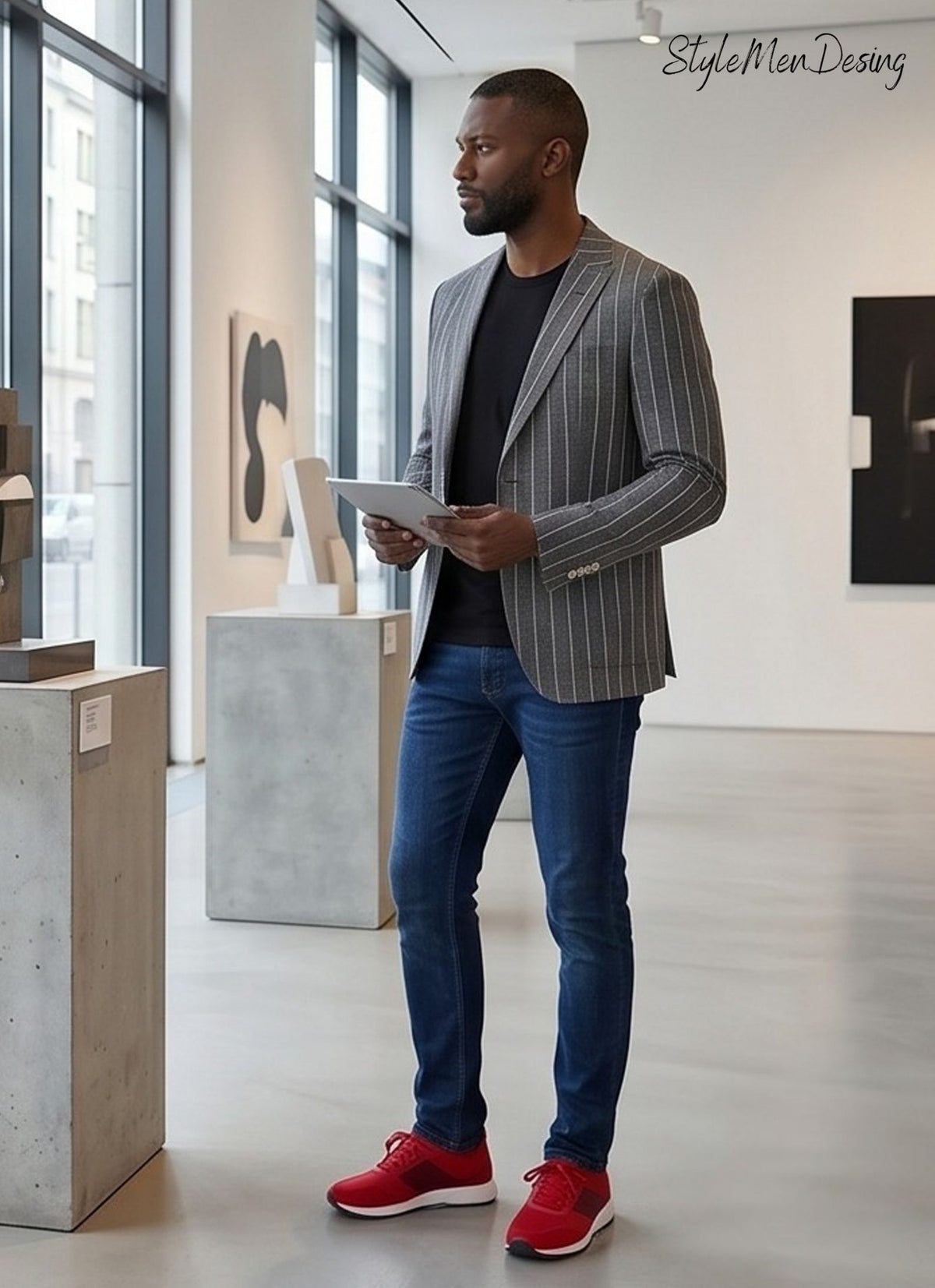 Men's Striped Linen Blend Blazer - Italian Style Slim Fit Summer Jacket for Smart Casual Looks