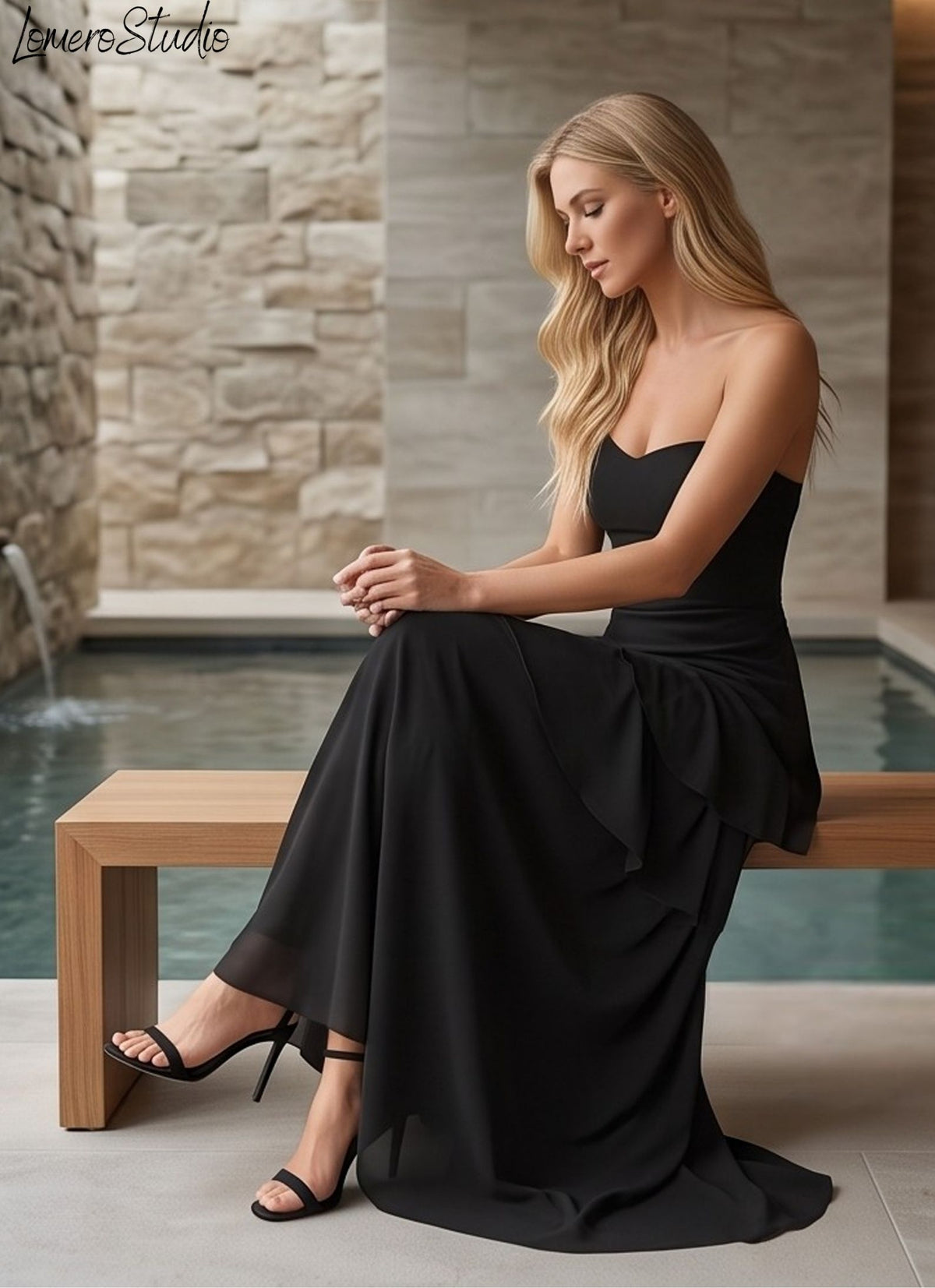 Elegant Off Shoulder Maxi Dress, High Waist Layered Evening Gown