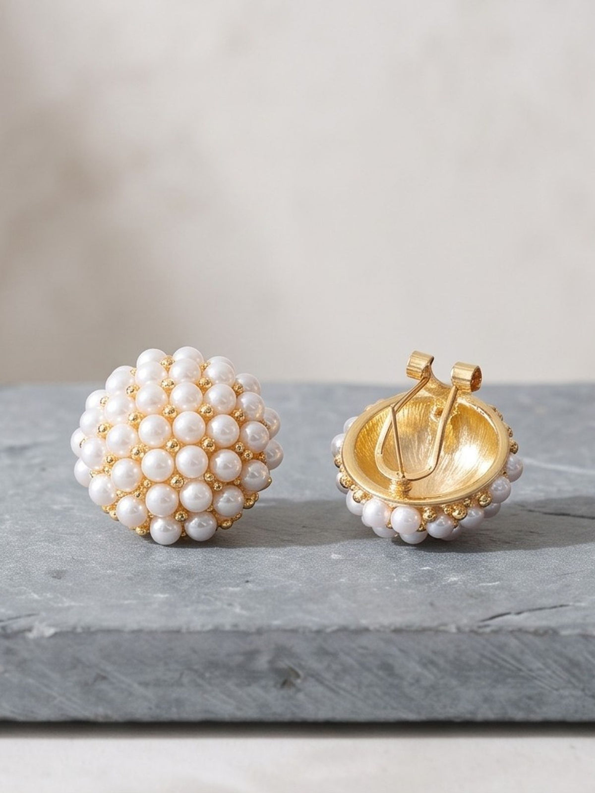 Pearl Cluster Clip-on Earrings