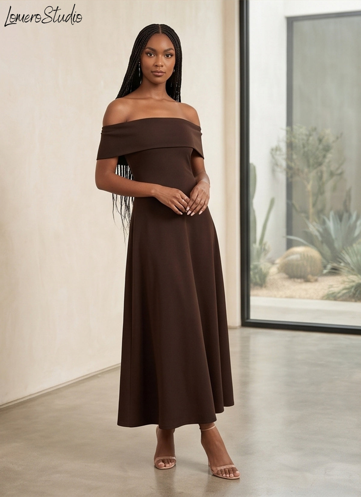 Solid Color Off Shoulder Evening Dress, Backless Maxi Gown for Special Occasions