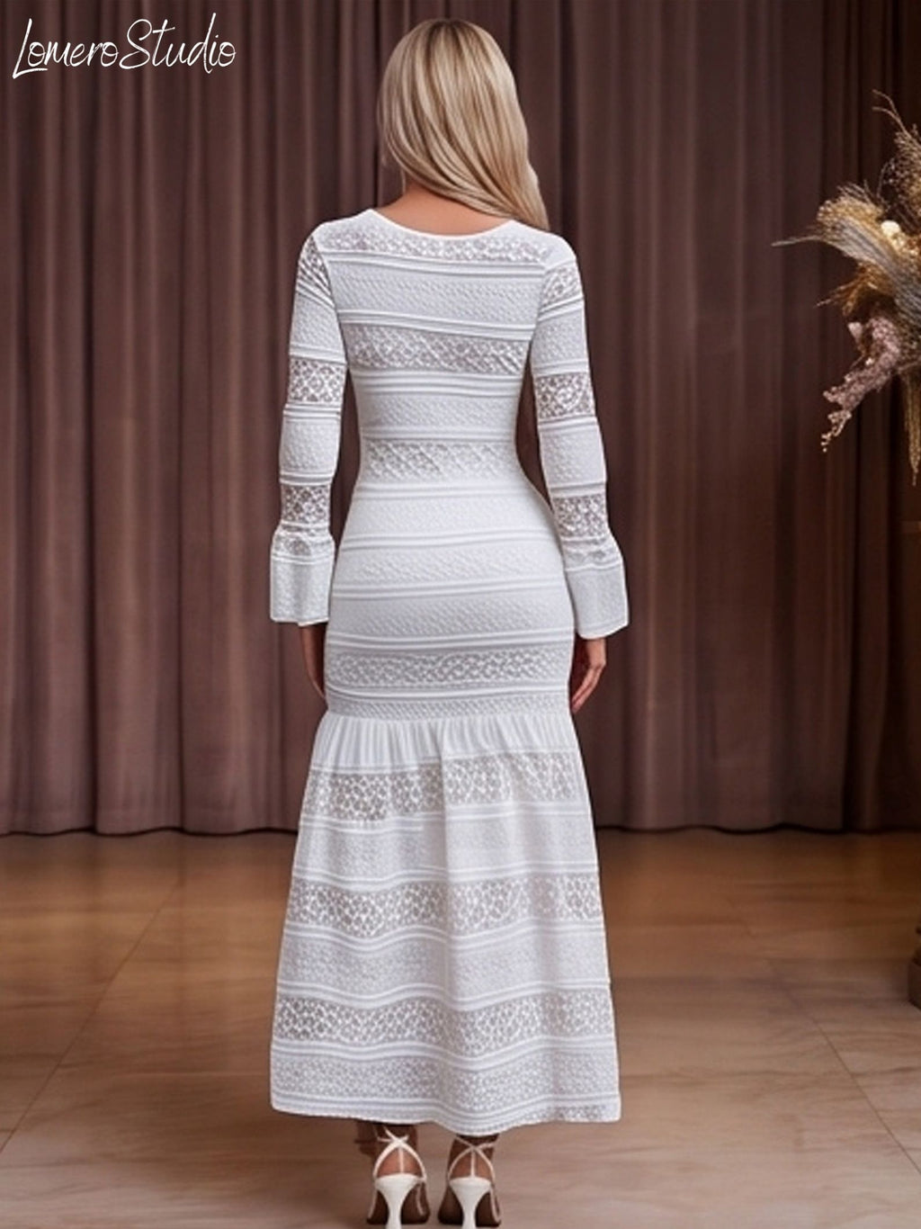 Mermaid Dress, Lace Dress, Maxi Dress for Women, Elegant Evening Gown, Formal Wedding Guest Outfit, Long Party Dress