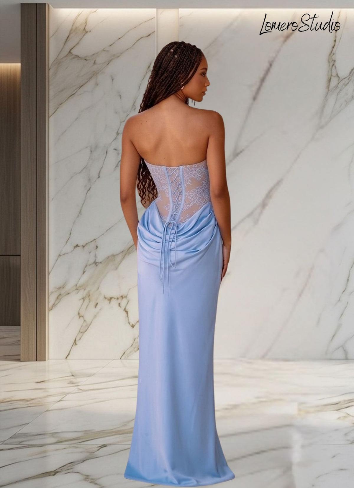 Sleeveless Lace Corset Maxi Dress, Ruched Elegant Party Dress, Sexy Bodycon Prom Dress