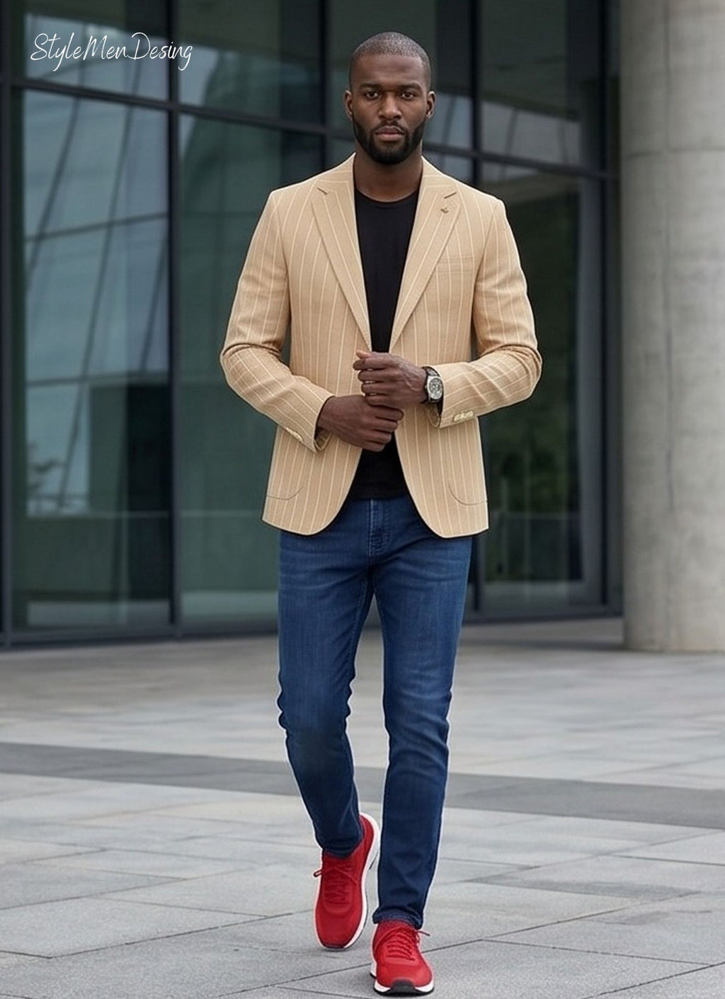 Men's Striped Linen Blend Blazer - Italian Style Slim Fit Summer Jacket for Smart Casual Looks
