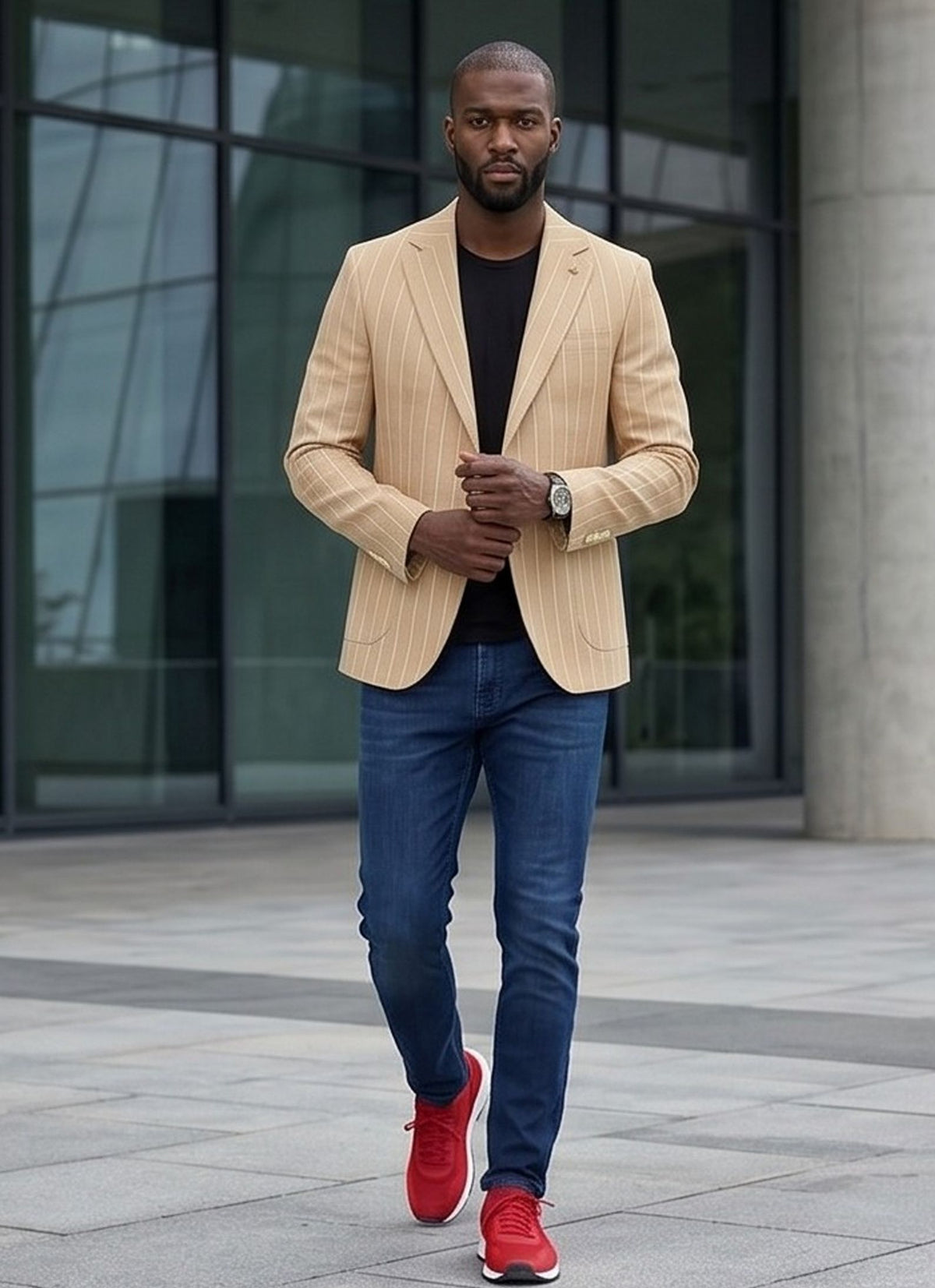 Men's Striped Linen Blend Blazer - Italian Style Slim Fit Summer Jacket for Smart Casual Looks