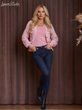 Trendy Bow Cardigan for Women | Cable Knit V-Neck Sweater | Cute Buttoned Outfit