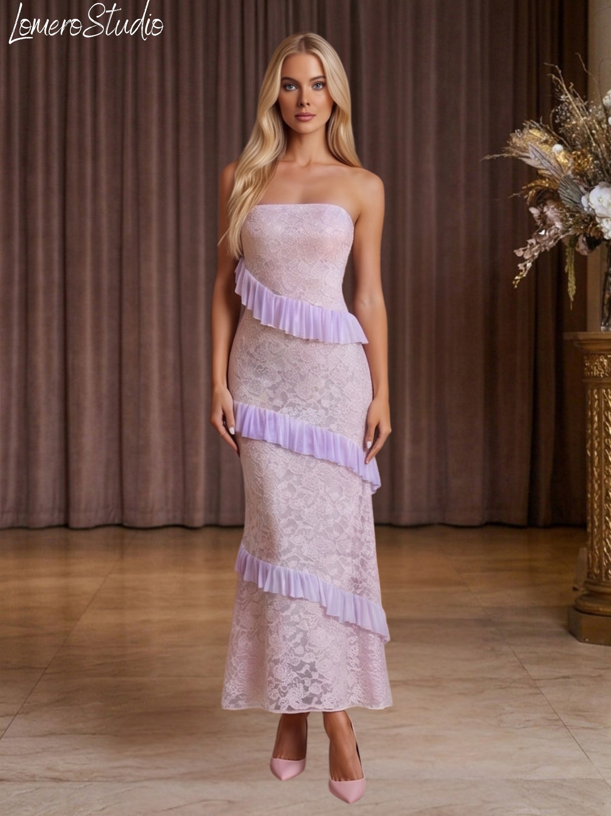 Off Shoulder Lace Maxi Dress, Elegant Bodycon Long Dress for Women, Formal Evening & Wedding Guest Party Gown