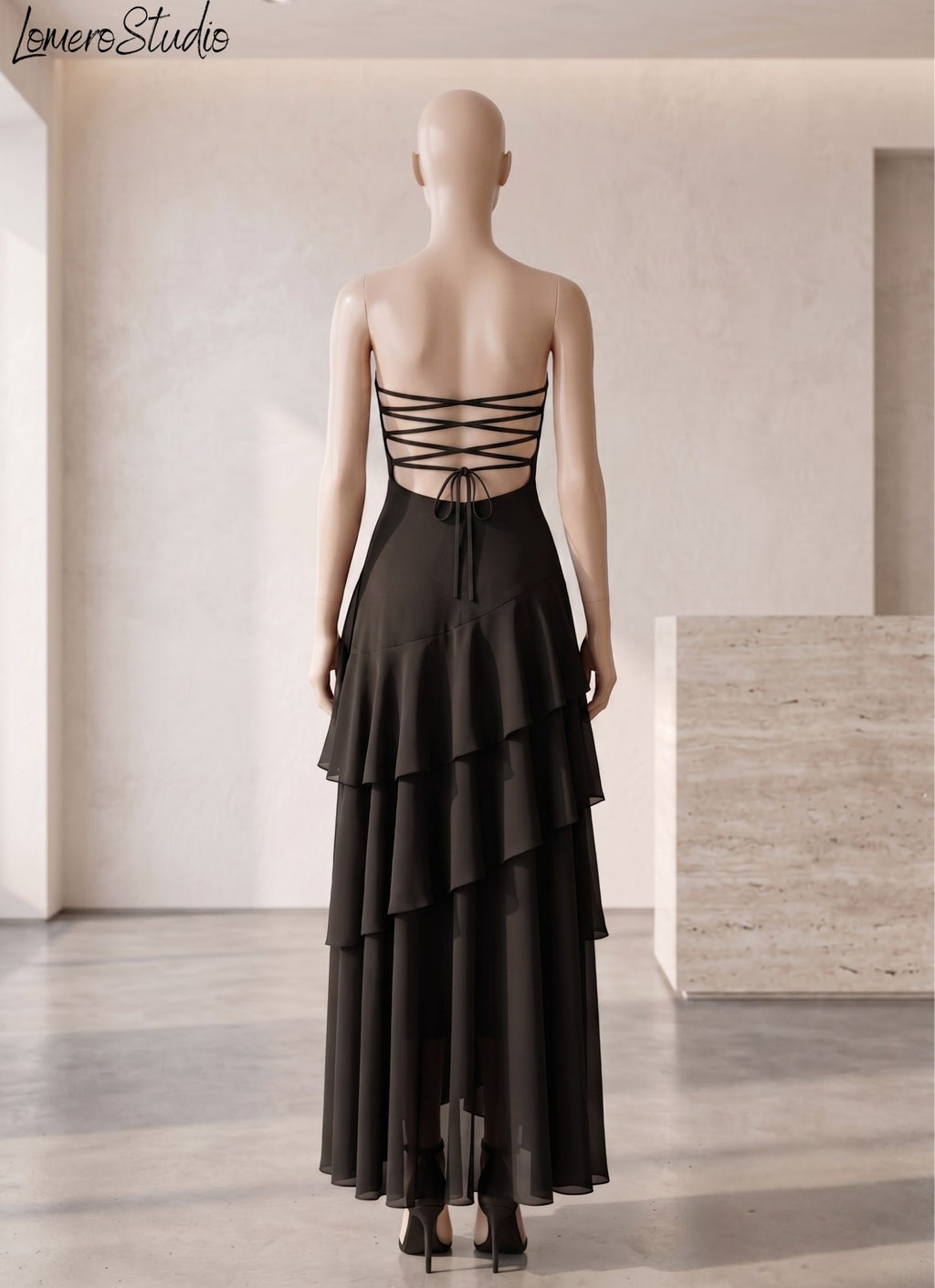 Elegant Off Shoulder Maxi Dress, High Waist Layered Evening Gown